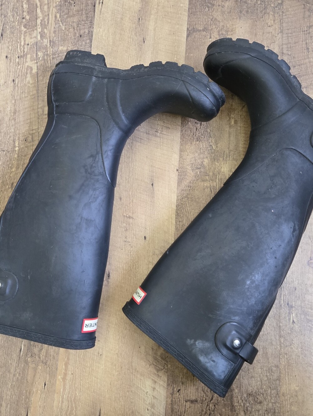 Hunter Black Tall Rain Boots Size 7 With Socks - Picture 9 of 13
